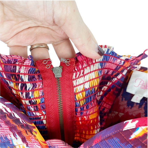 Parker Aztec Spaghetti Strap Silk Ikat Mini Dress Size Small - Picture 8 of 9